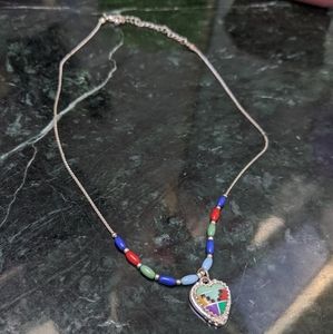 PacSun Colorful Tribal Heart Necklace